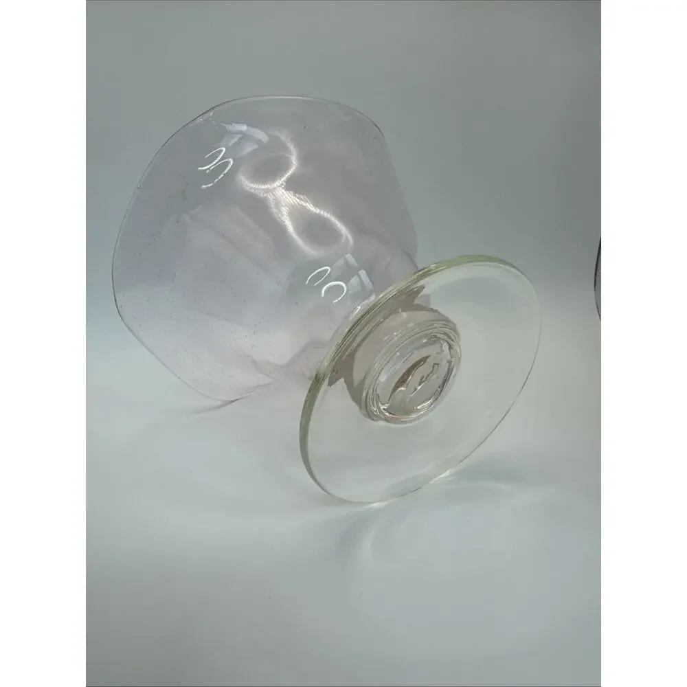 Vintage Pink Hued hand‎ blown glass art bubble glass footed compote dish 2 avail